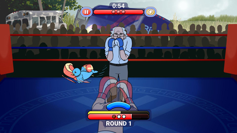 The player blocks an attack from Birdie Sanders in the Healthcare Beatdown event.